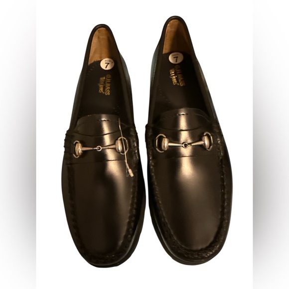 G.H. Bass & Co. Black Leather Loafers with Silver Accents